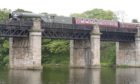 The Aberdonian steam locomotive crossed the bridge beside the entrance to Duthie Park. Picture by Kami Thomson