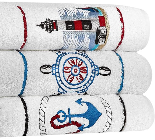 Nautical bath towels (set of three), £56.93, Amazon UK.
