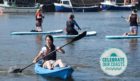 Gayle enjoys a kayak session with Cullen Sea School in the sheltered harbour.