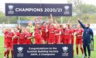 Aberdeen FC Women celebrate their SWPL 2 title success.