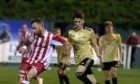 Kevin Hanratty, right, in action for Aberdeen against his new club, Formartine United