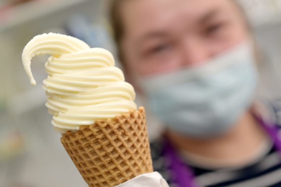 Kasia Pogodzinska with a cone of the parlour's delicious ice cream.