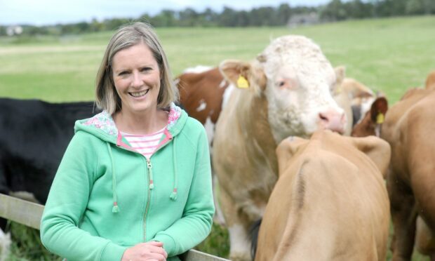 Jo with some of the cattle on the farm.