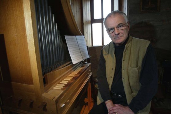 Peter Maxwell Davies with the instrument in 2005.