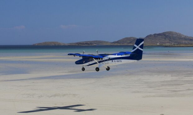 Coming in to land on the beach runway at Barra.