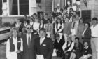 More than 60 staff members receiving their food hygiene awards from hotel general manager Mike Robins, front centre, in 1992.