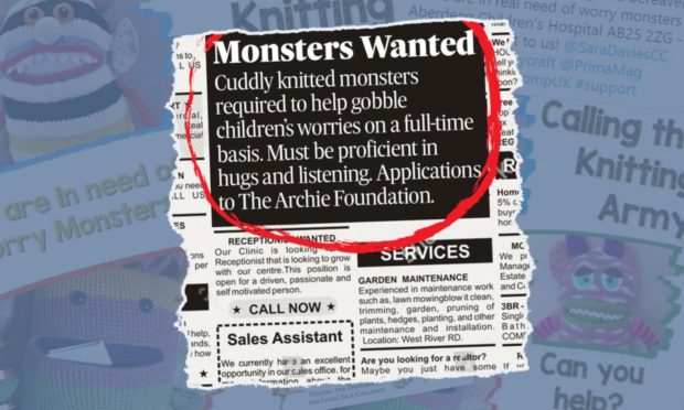 The Archie Foundation is asking volunteers to make and send in knitted worry monsters.