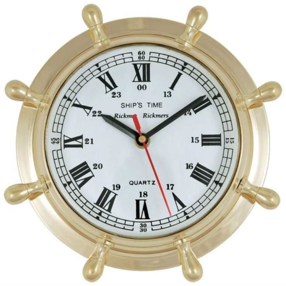Ship wheel wall clock, £55, Batela Giftware.