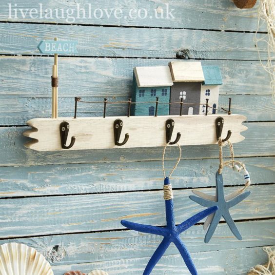 Bring the beach indoors: beach house plaque with hooks, £6.75, Live Laugh Love.
