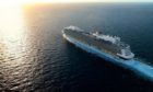 An aerial photo of Royal Caribbean's Anthem of the Seas, due to dock at Kirkwall's Hatston Pier.