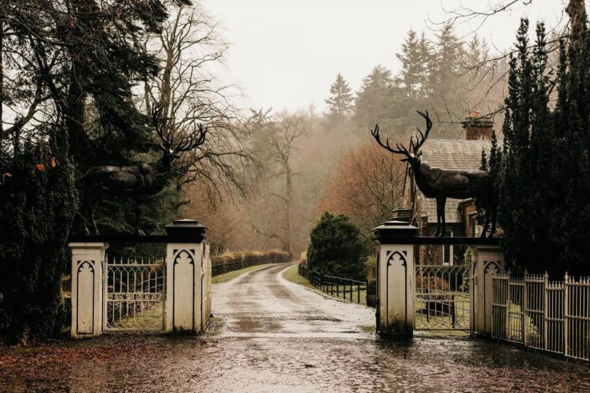 The driveway leading to Drumtochty Castle