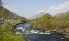 River flowing through the village of Kinlochleven in the Highlands of Scotland.