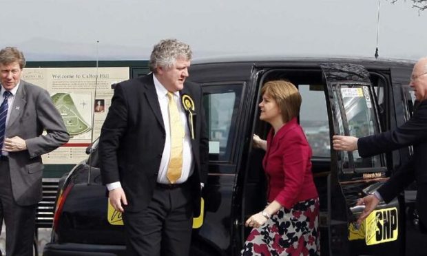 Calum Cashley, centre left, with Nicola Sturgeon campaigning in Edinburgh in 2010.