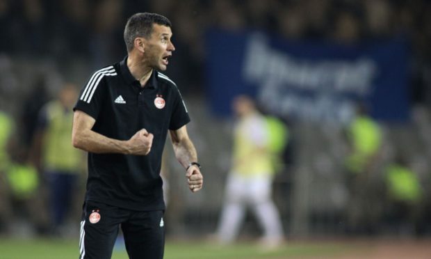 Aberdeen manager Stephen Glass during the UEFA Conference League tie with Qarabag.