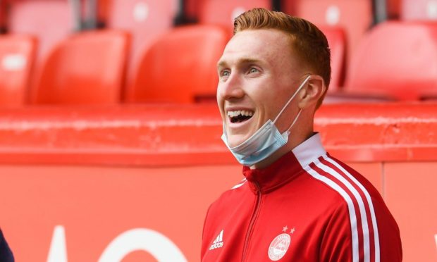 New Aberdeen signing Davie Bates pre-match against Ross County at Pittodrie.