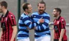 Banks o'Dee defender Matt Robertson is congratulated by Michael Philipson after scoring against Inverurie Locos.