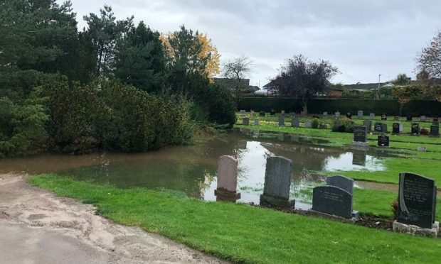 Flooding has been frequently reported at the Forres cemetery. Photo: Moray Council