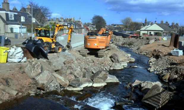 Raising the ramparts against Mother Nature - the flood defence work in Stonehaven (Photo: Chris Sumner/Aberdeen Journals)