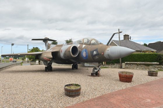 The Buccaneer fighter jet that has stood at the Elgin petrol station with the same name. Image: Jason Hedges/ DCT Media