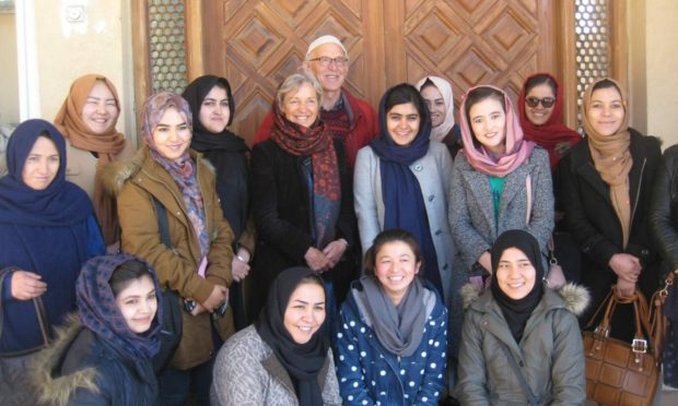 John and Lorna Norgrove with Afghanistan scholarship students