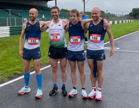 Metro Aberdeen runners Chris Richardson, Dave Andrews, Jason Kelly and Kyle Greig after the Anglo Celtic Plate race.