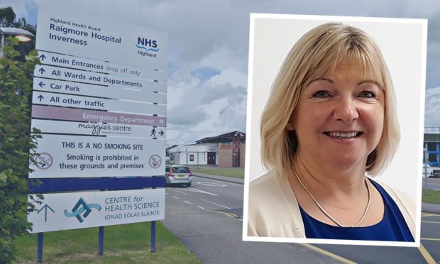 Raigmore in Inverness and NHS Highland chief executive Pamela Dudek.