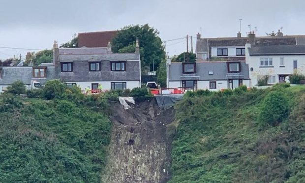 The aftermath of a landslip in Newtonhill at Murray Road on August 12, 2020.