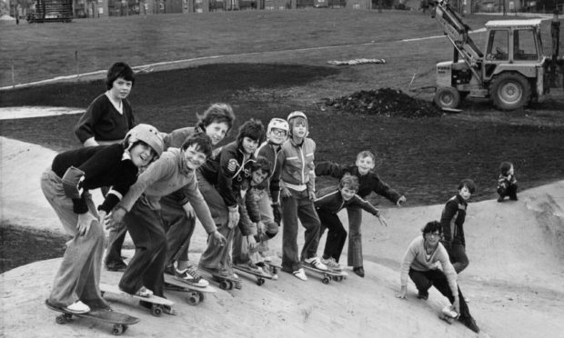These Aberdeen children had a pre-opening look at the new skateboard rink built at Heathryfold in 1978.