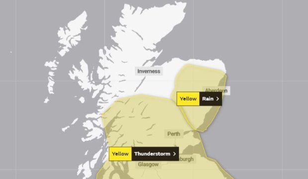 The yellow warning for Friday. Picture from Met Office website