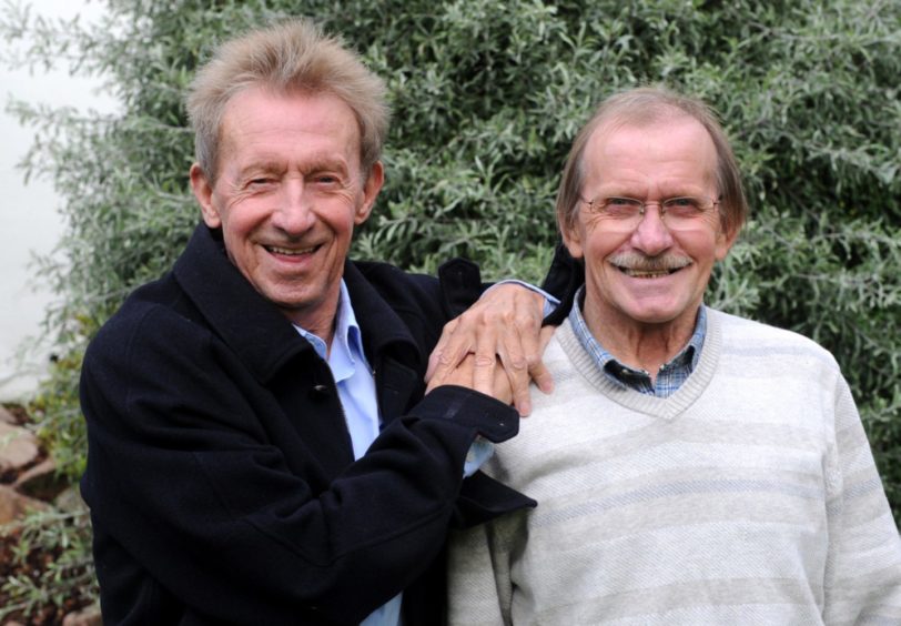 John Fitzpatrick, right, with his idol and former team-mate Denis Law in 2013.