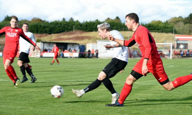 Culter in action against Wishaw Juniors in the Scottish Junior Cup in 2019.