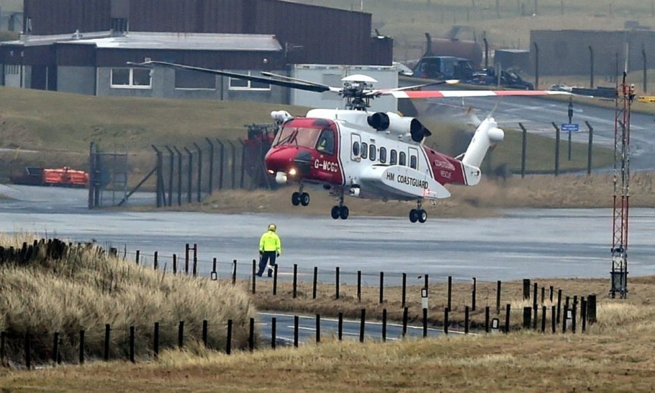 Helicopter at Sumburgh Airport.