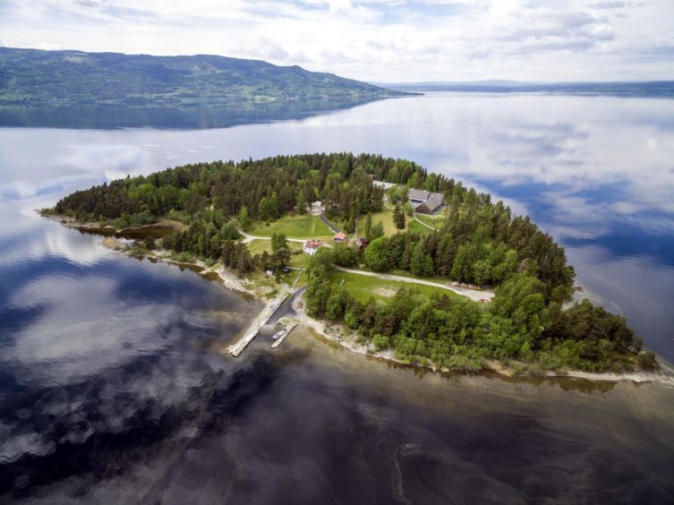 Aerial view of the island Utoya where mass murderer Anders Behring Breivik carried out his terrorist attack
