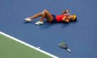 Emma Raducanu  celebrates victory after the women's singles final against Leylah Fernandez.