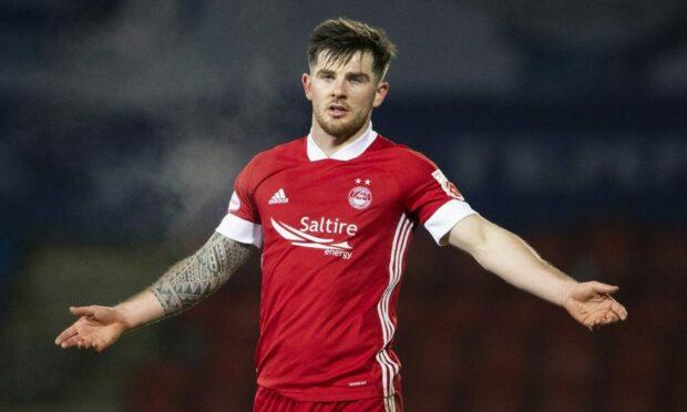 Aberdeen's Matty Kennedy in action during a Scottish Premiership match against St Johnstone. in January.