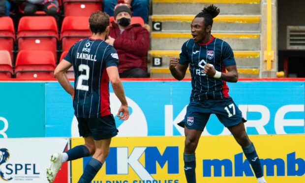 Regan Charles-Cook celebrates for Ross County against Aberdeen.