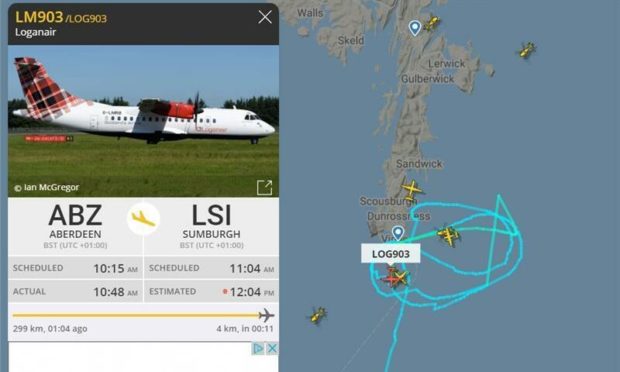 Planes circling Sumburgh airport. Picture by Flightradar24.