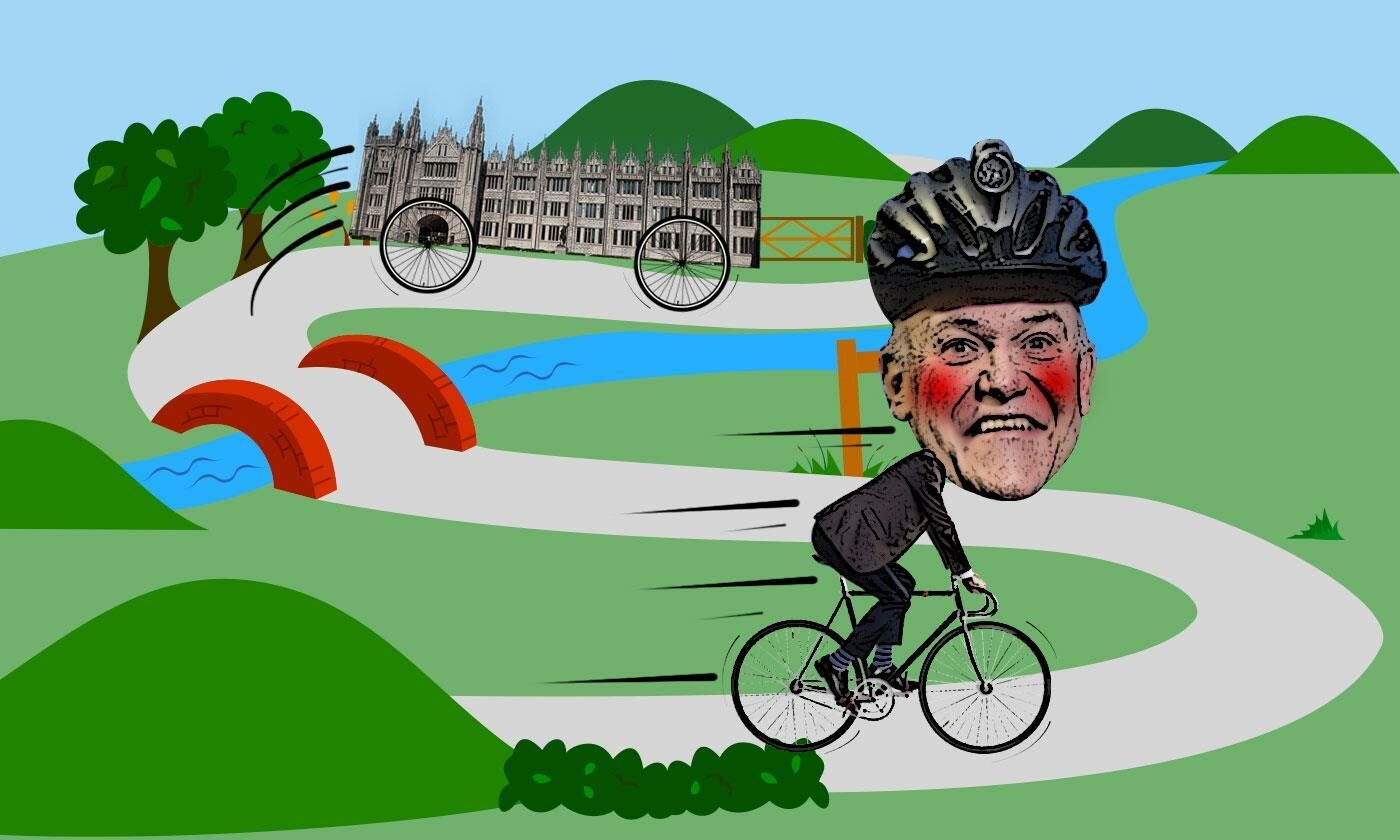 a graphic of Former Lord Provost Barney Crockett riding a bike
