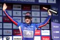 Overall leader INEOS Grenadiers' Ethan Hayter on the podium after stage three of the AJ Bell Tour of Britain.