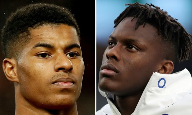 Marcus Rashford, left, and Mario Itoje. Education Secretary Gavin Williamson got the pair mixed up.