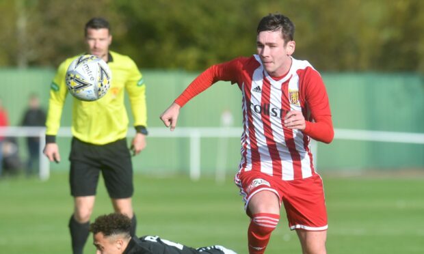 Liam Strachan, pictured playing for parent club Formartine, has joined Keith on loan