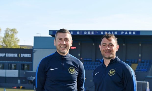Banks o' Dee co-managers Jamie Watt, right, and Roy McBain are hoping to get the better of Turriff United in the Scottish Cup