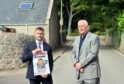 Police Scotland, Det Insp James Callander (Left) with Mr Murdoch's nephew Alex McKay, at the scene of Mr Murdoch's murder, Pitfodels Station Road.   
Picture by Kami Thomson / DCT Media