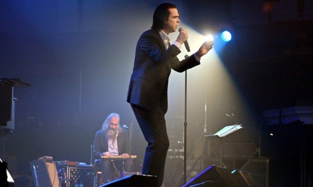Nick Cave and Warren Ellis performing at the Music Hall.