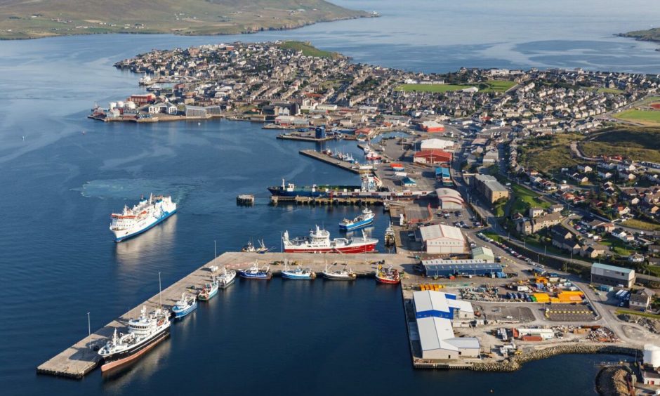 Aerial photograph of Lerwick harbour