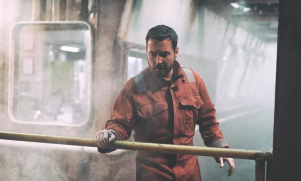 Images offer a glimpse of Martin Compston's character working on an oil rig in Amazon's thriller The Rig.