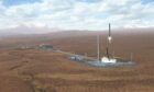An artist's impression of a rocket launch at the proposed Space Hub Sutherland site.