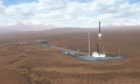 An artist's impression of a rocket launch at the proposed Space Hub Sutherland spaceport.