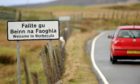 The Gaelic-language sign welcoming people to Benbecula. Picture by Sandy McCook