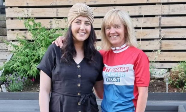 Jenny Noble (right) will embark on a 'mad' 24-hour cycle to raise funds for the Teenage Cancer Trust, who have supported niece Lucy Summers (left) since she was diagnosed with Hodgkin Lymphoma in April.
